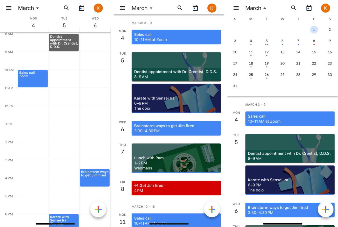 A screenshot of Google Calendar, our pick for the best iPhone calendar for Gmail and Google users