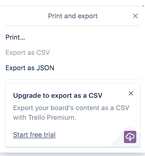 Exporting data as JSON in Trello