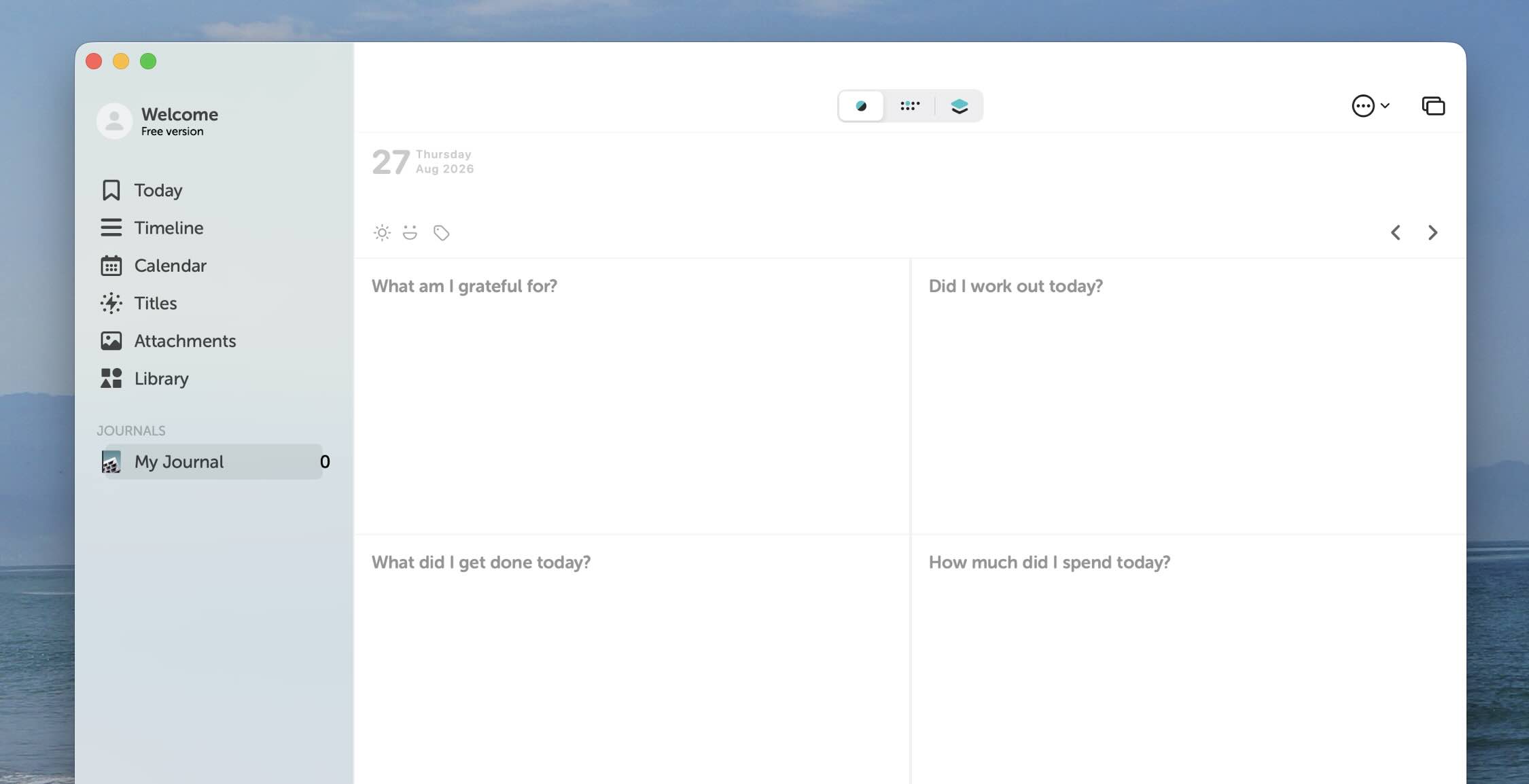 Grid Diary, our pick for the best journal app for quick templated journaling