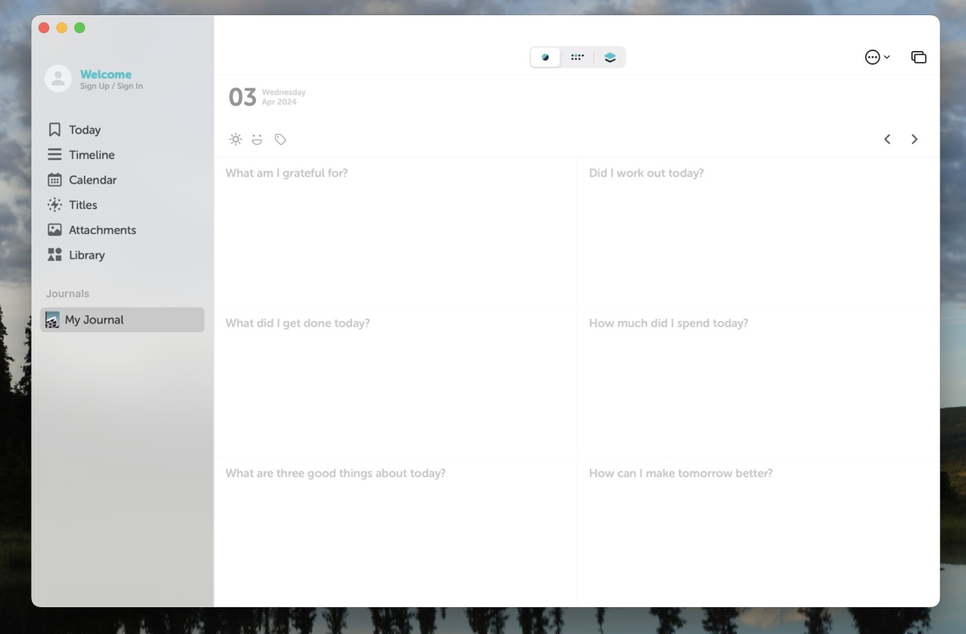 Grid Diary, our pick for the best journal app for templated journaling