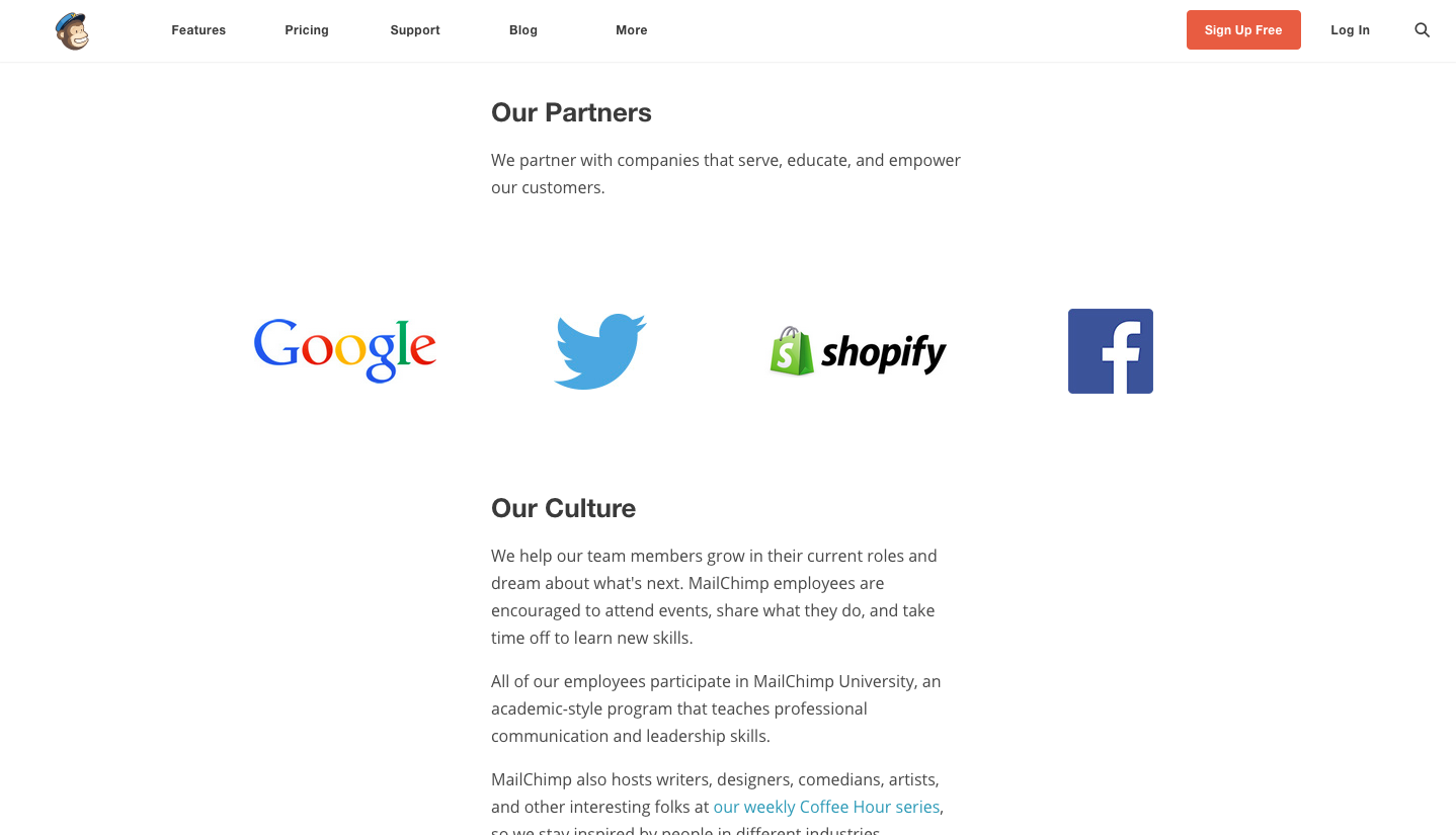 MailChimp about page
