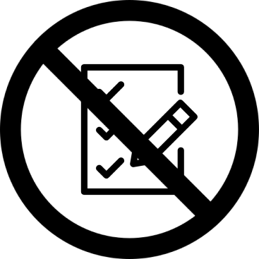 Checklist with a no symbol over it