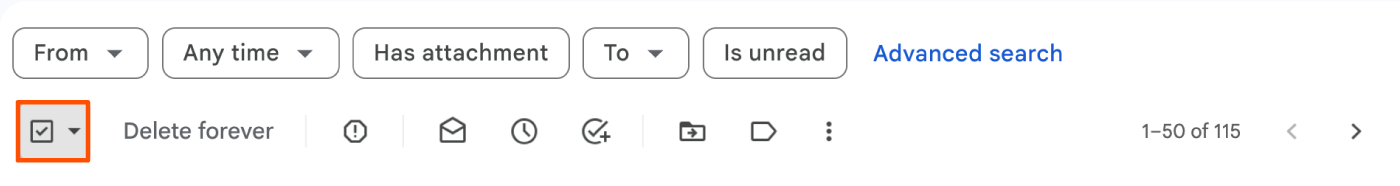 Screenshot of checked box in Gmail.