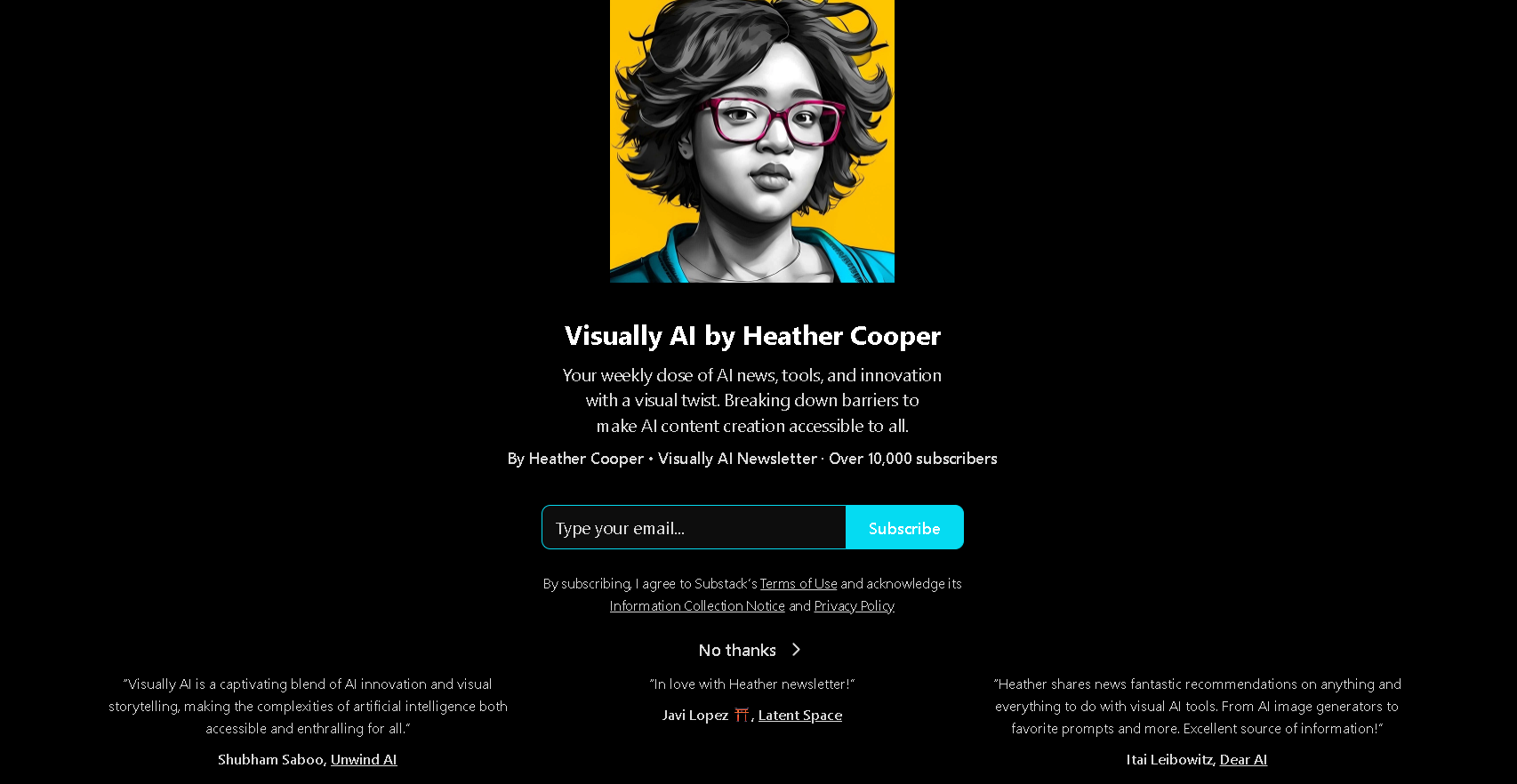 Visually AI, our pick for the best AI newsletter for generative AI in visual design
