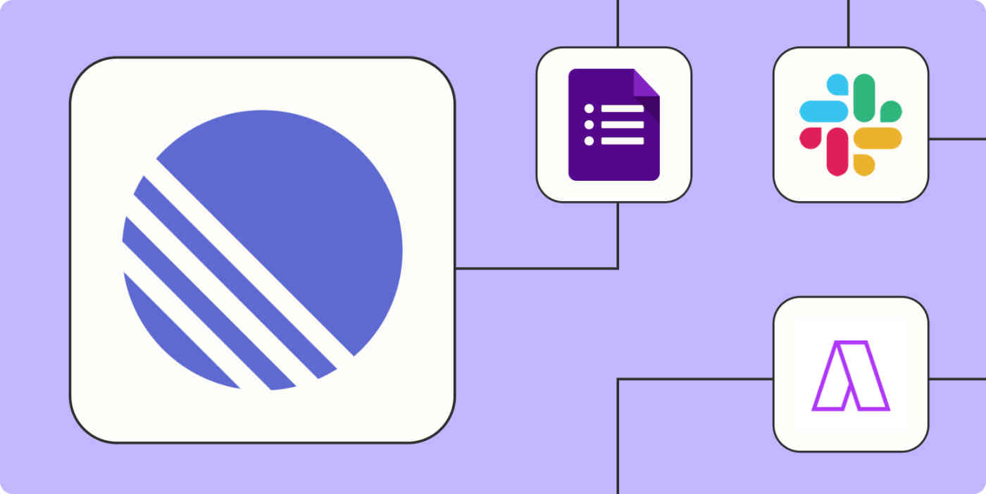 The Linear app logo connected to other app logos on a light purple background.