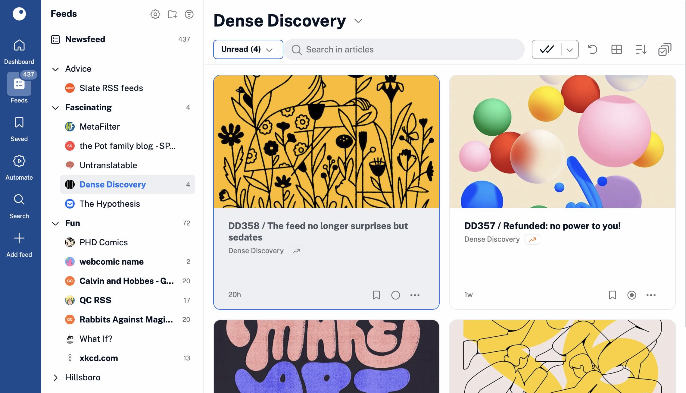 Inoreader, our pick for the best free RSS reader with search and archiving