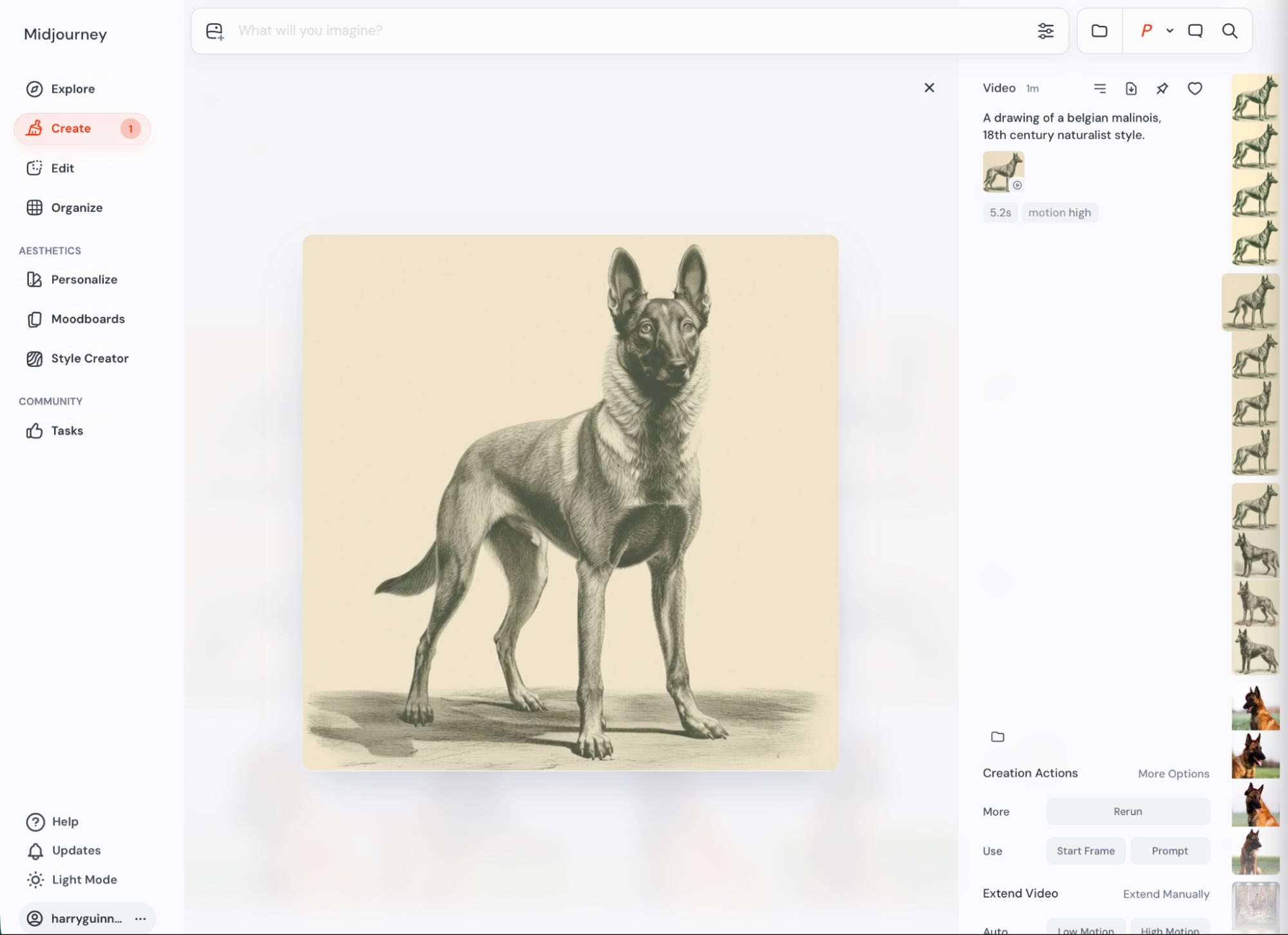 Animating an image in Midjourney