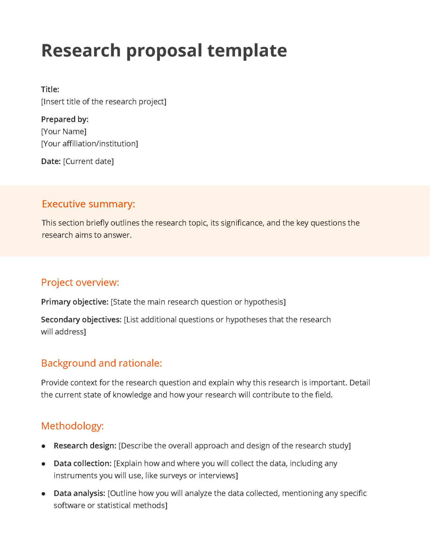 research proposal structure template