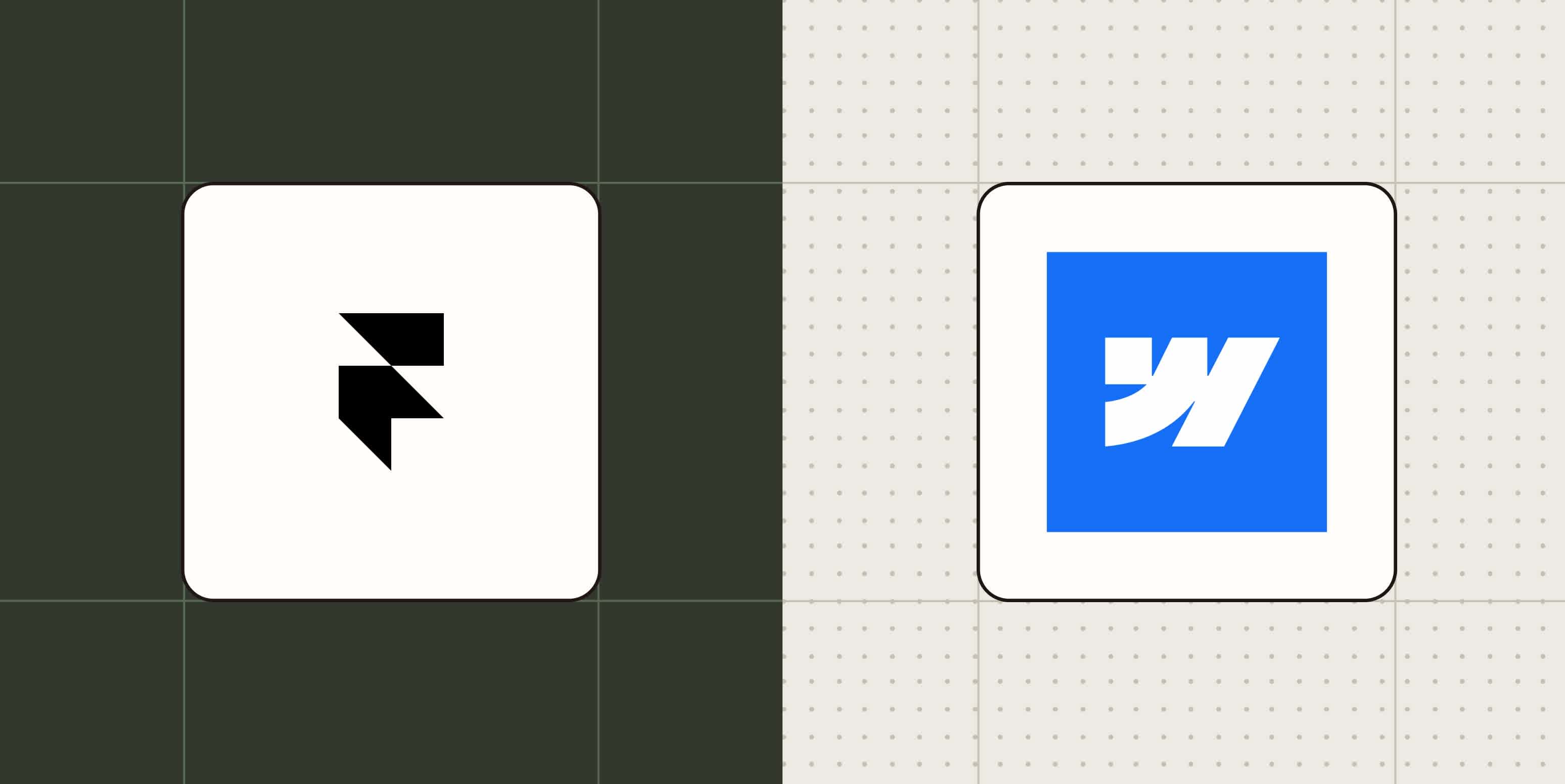 Hero image with logos of Framer and Webflow