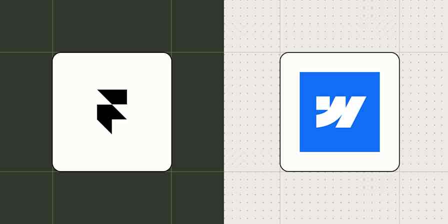 Hero image with logos of Framer and Webflow