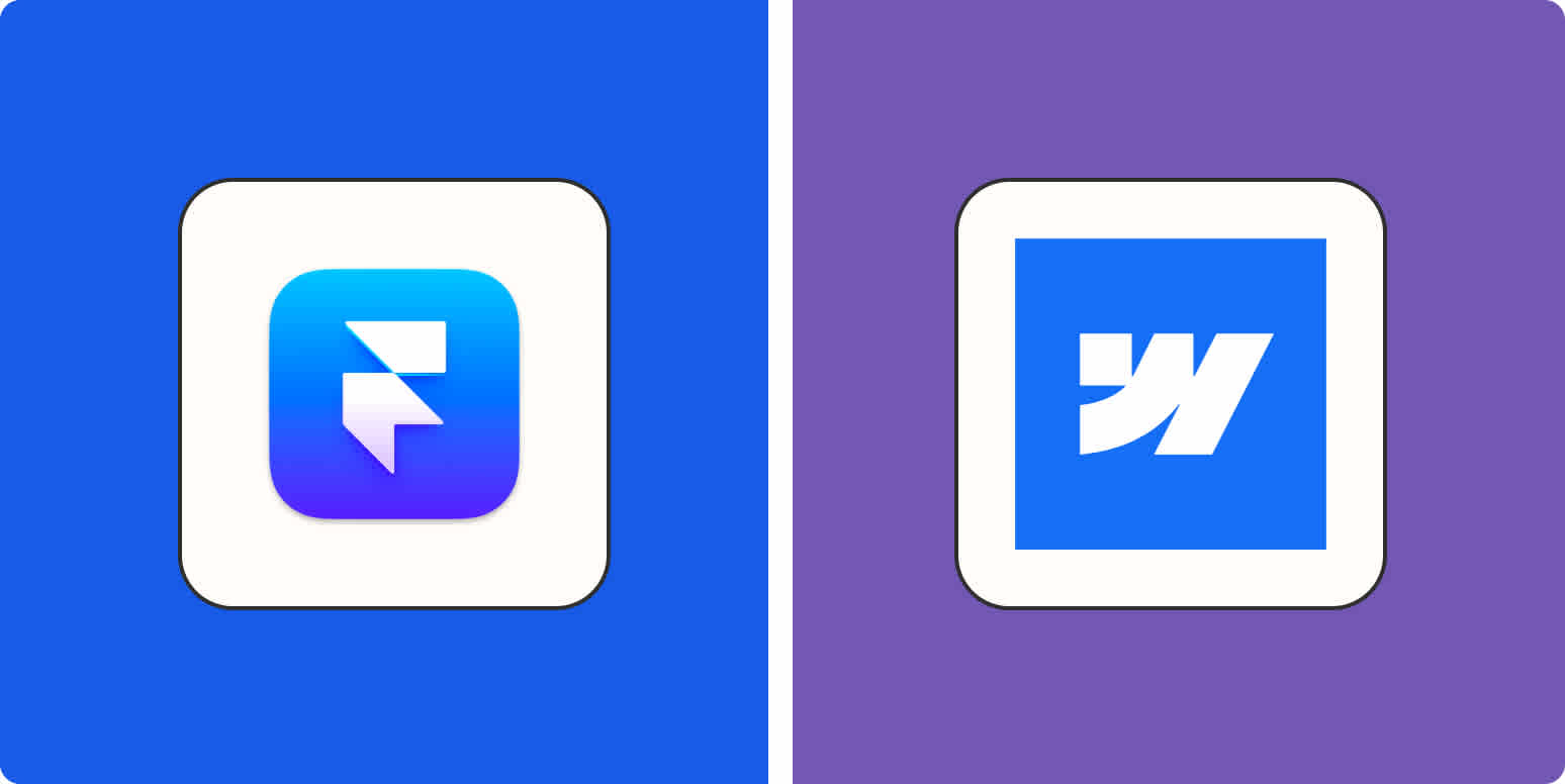 Hero image with logos of Framer and Webflow