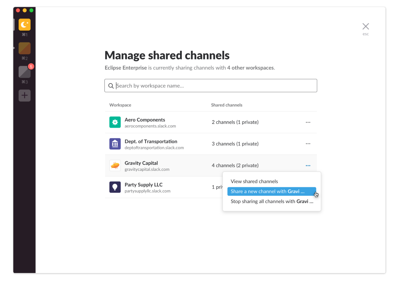 Share a Slack channel
