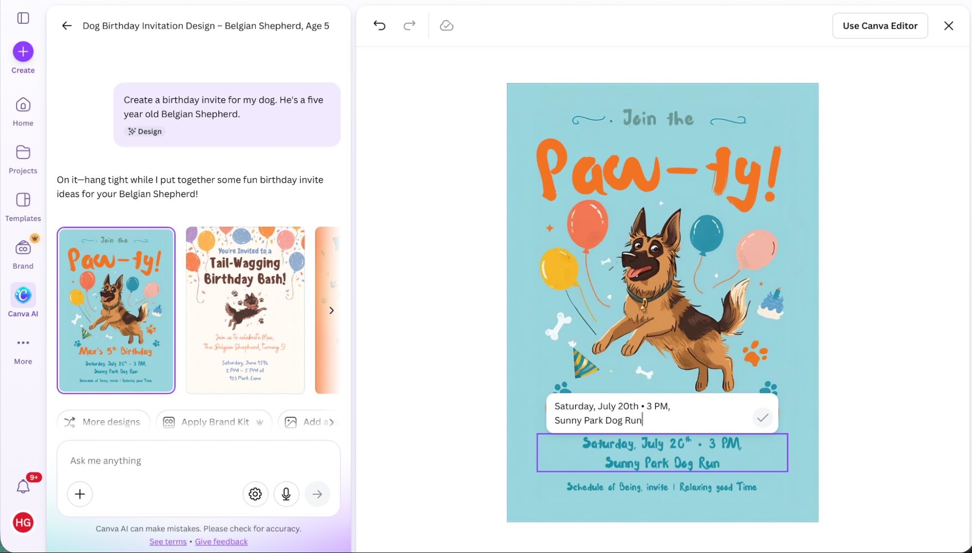 Canva, our pick for the best design app with an AI photo editor