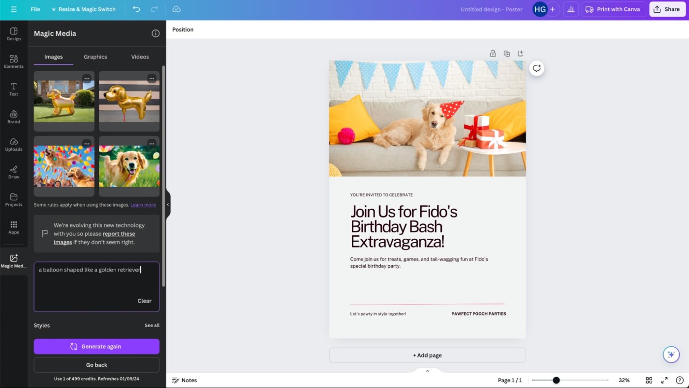 Canva, our pick for the best design app with an AI photo editor