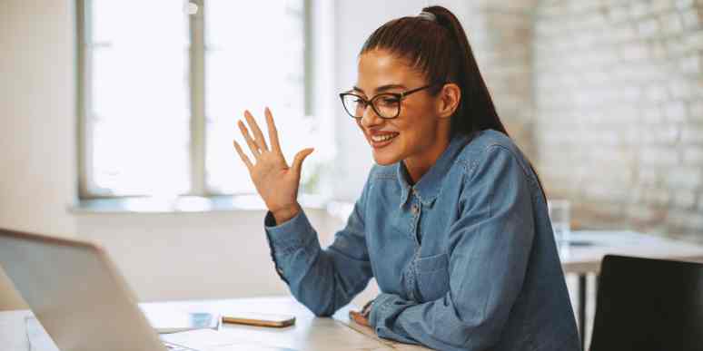 Hero image of a woman on a video interview