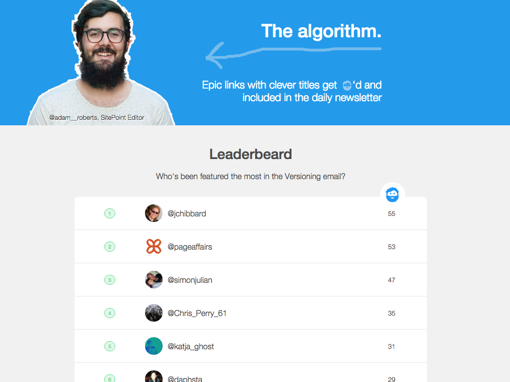 Versioning leaderboard