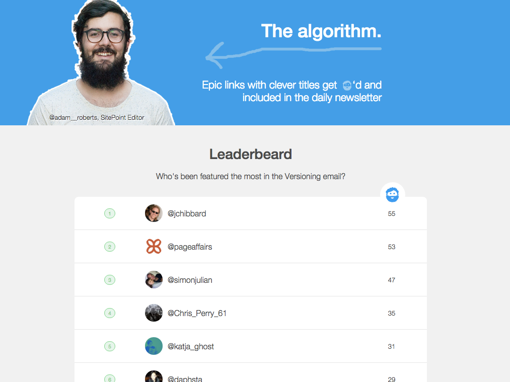 Versioning leaderboard