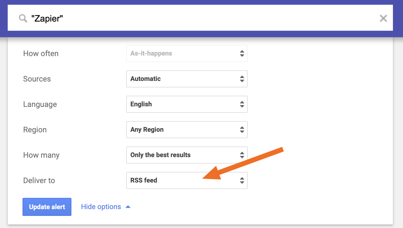 get Google Alerts via RSS