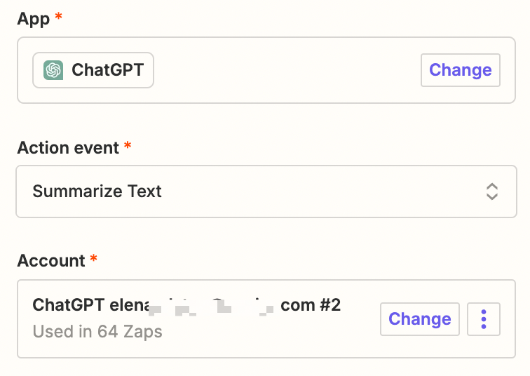 Screenshot of ChatGPT action event