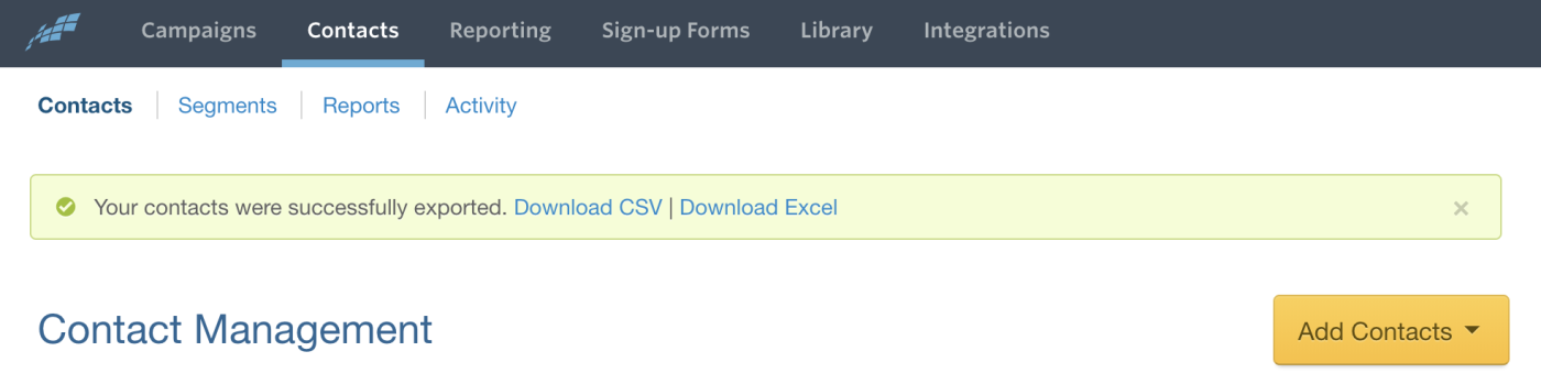 Download your contacts as an Excel or CSV file