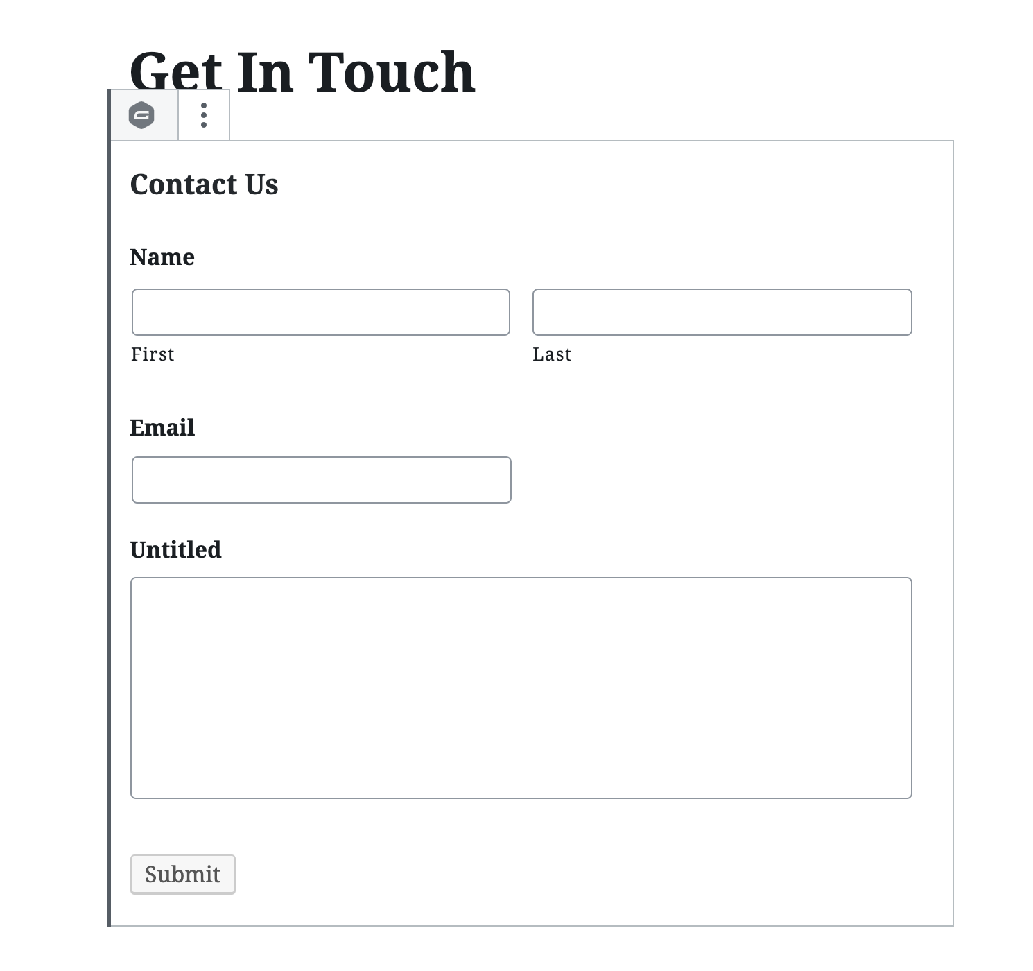 Gravity Forms embed in the editor