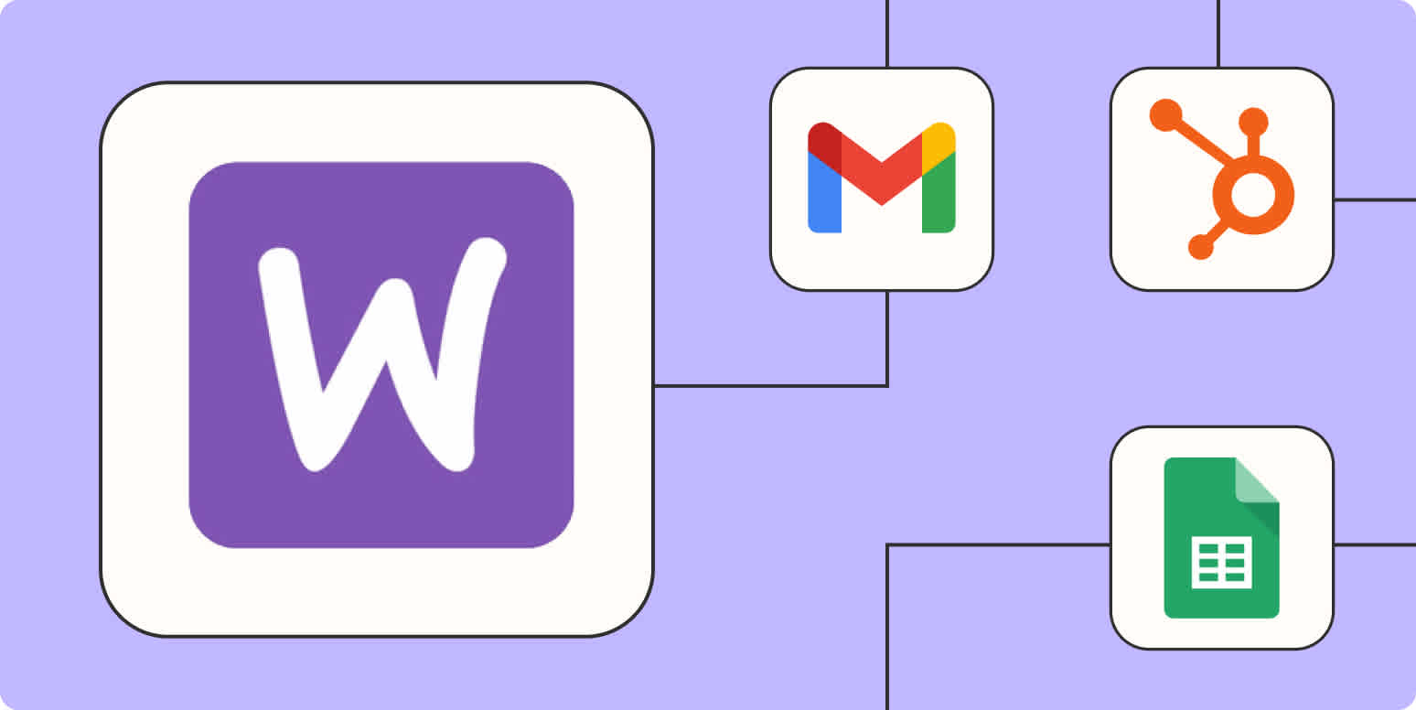 Imagen de héroe con el logotipo de WooCommerce conectado por puntos a los logotipos de correo electrónico de Zapier, ActiveCampaign y QuickBooks