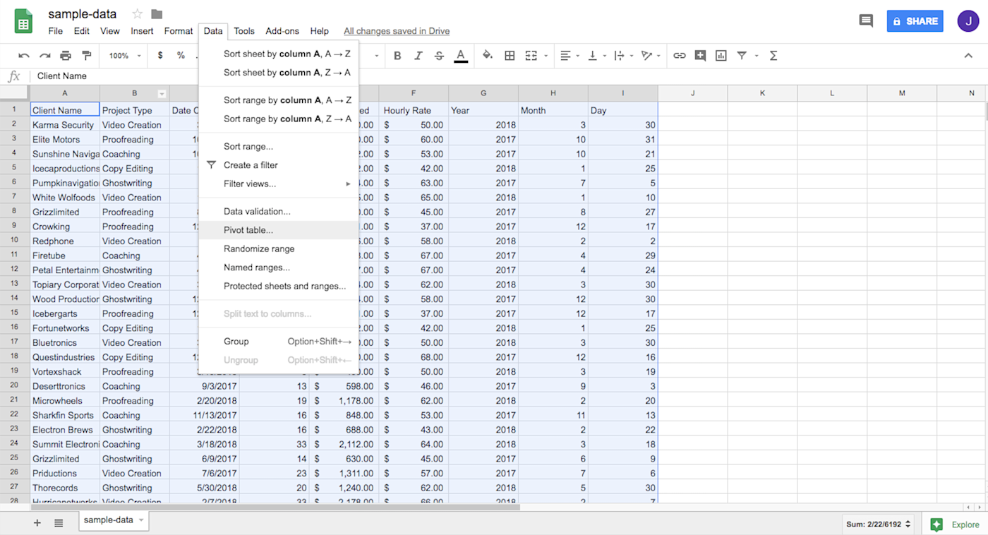 How to use pivot tables in google sheets