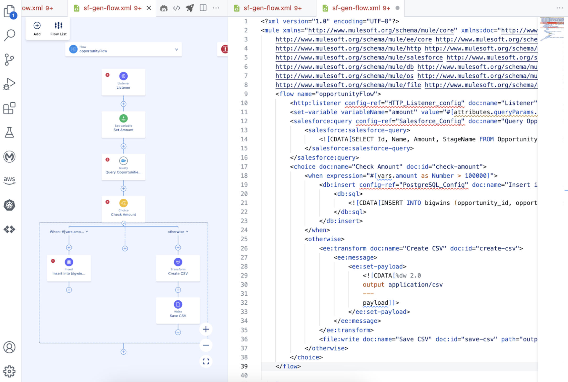A screenshot of MuleSoft, an API integration platform.