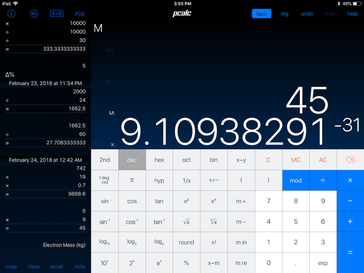 pcalc function list