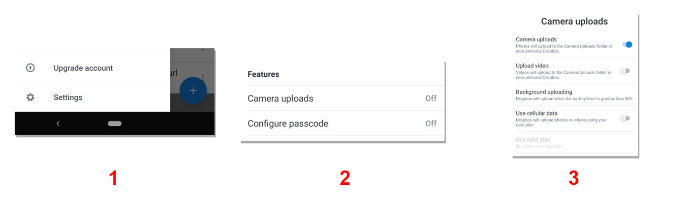 Steps to enable camera uploads