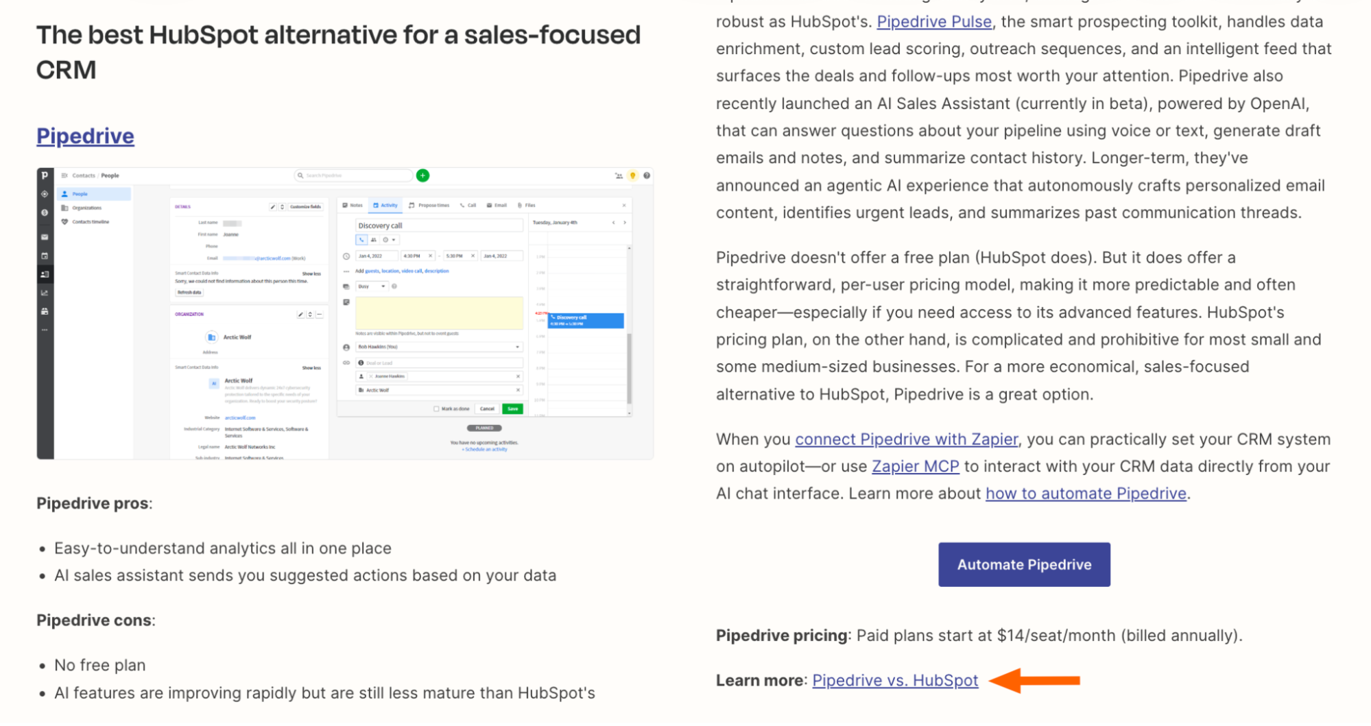 Example of an in-article learn more CTA in the middle of a Zapier blog article. 