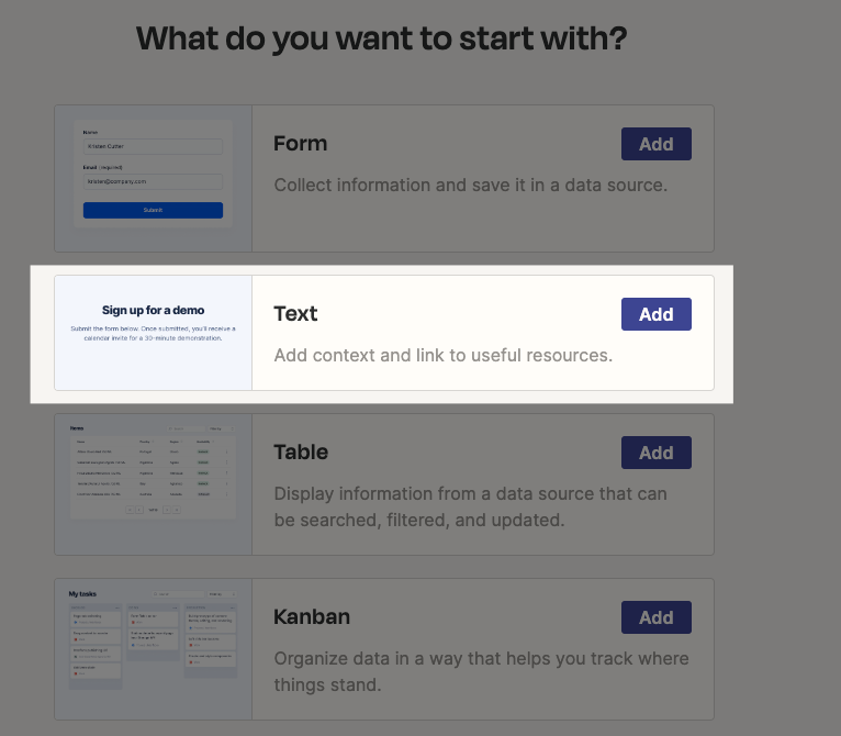 Select a component to start building a page.