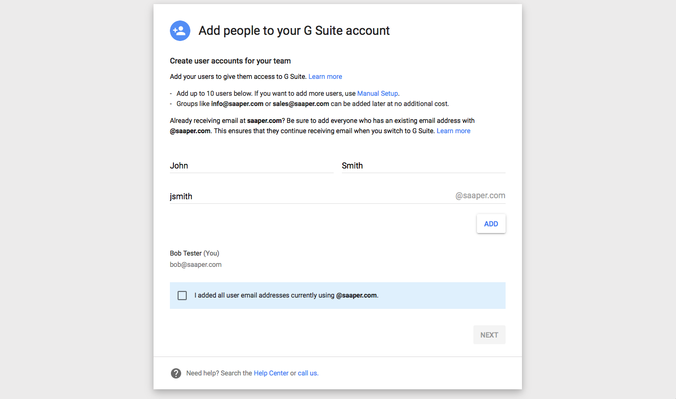 Add users to G Suite