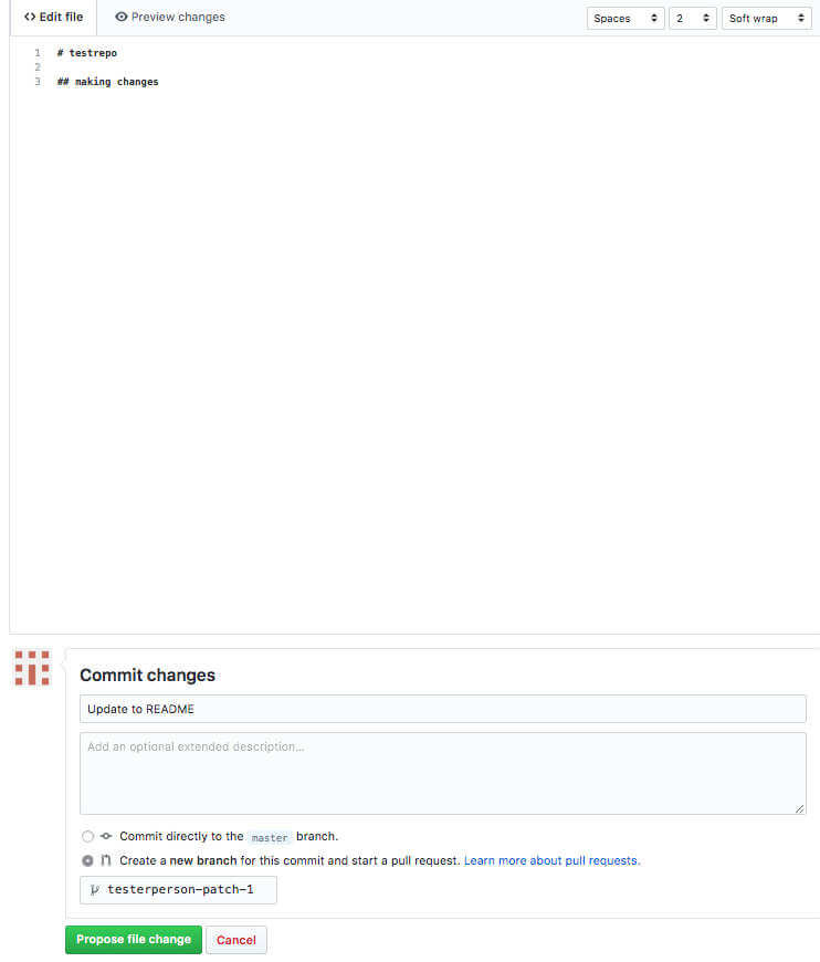 GitHub web editor