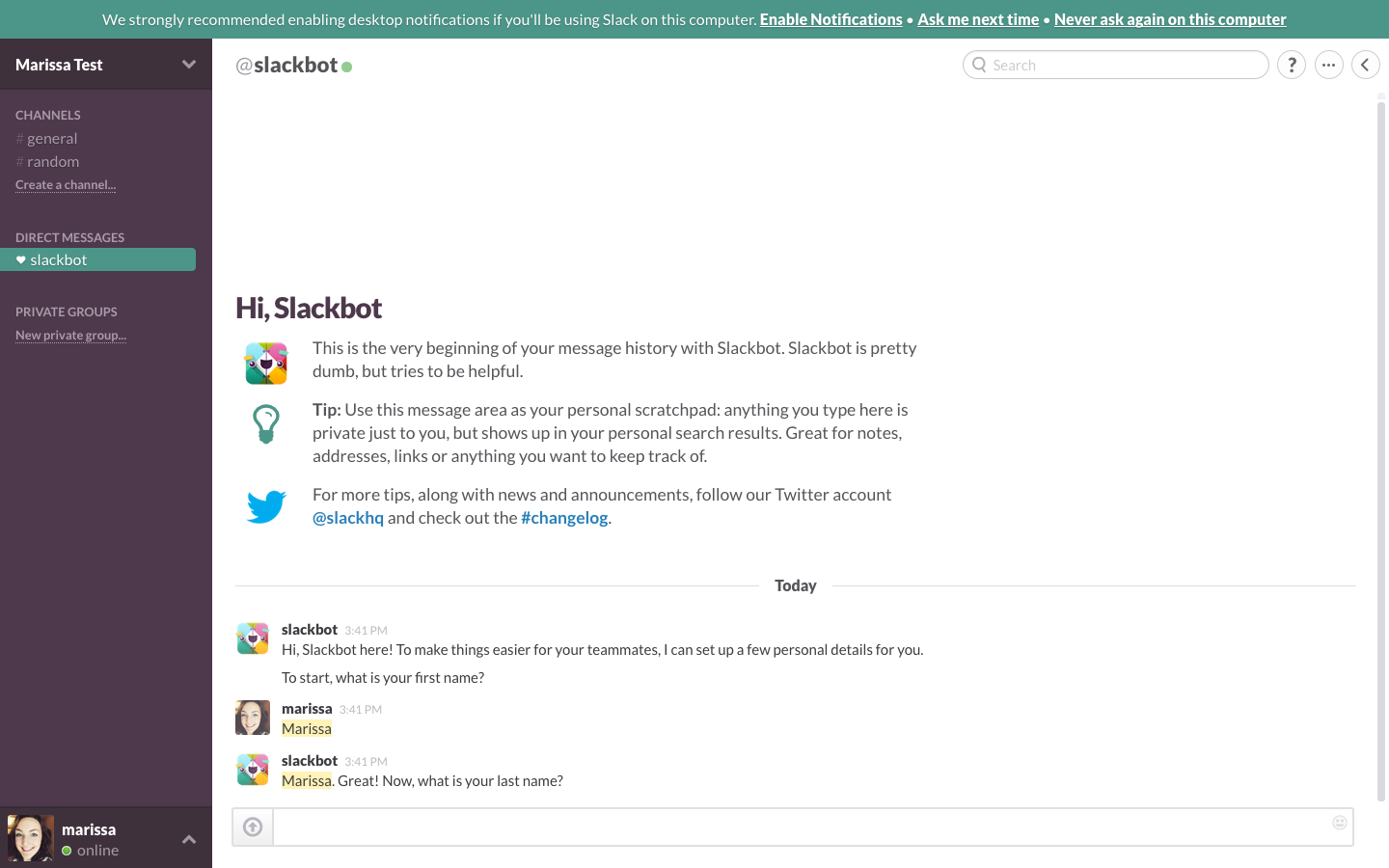 Slack onboarding
