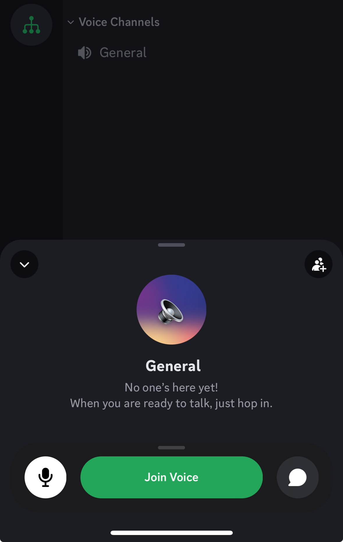 Image showing how to join a voice channel on the Discord mobile app