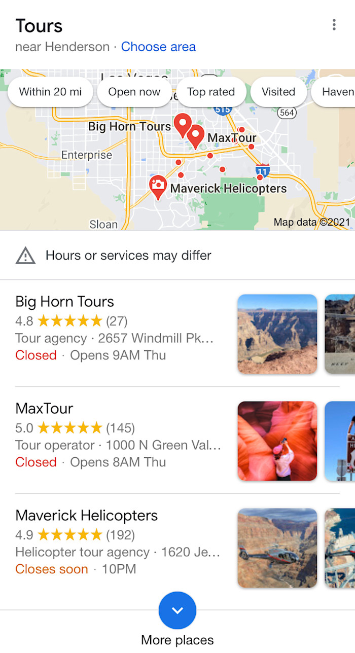 google-my-business-optimization-08-photos Showing MaxTour's photos in a Google search listing on mobile