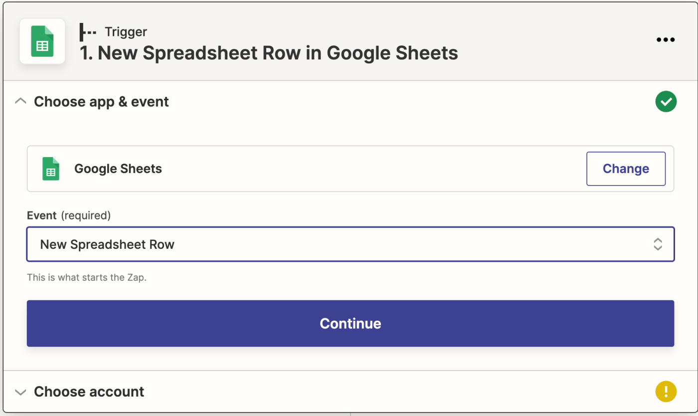 The Google Sheets app logo next to the text "New Spreadsheet Row in Google Sheets".