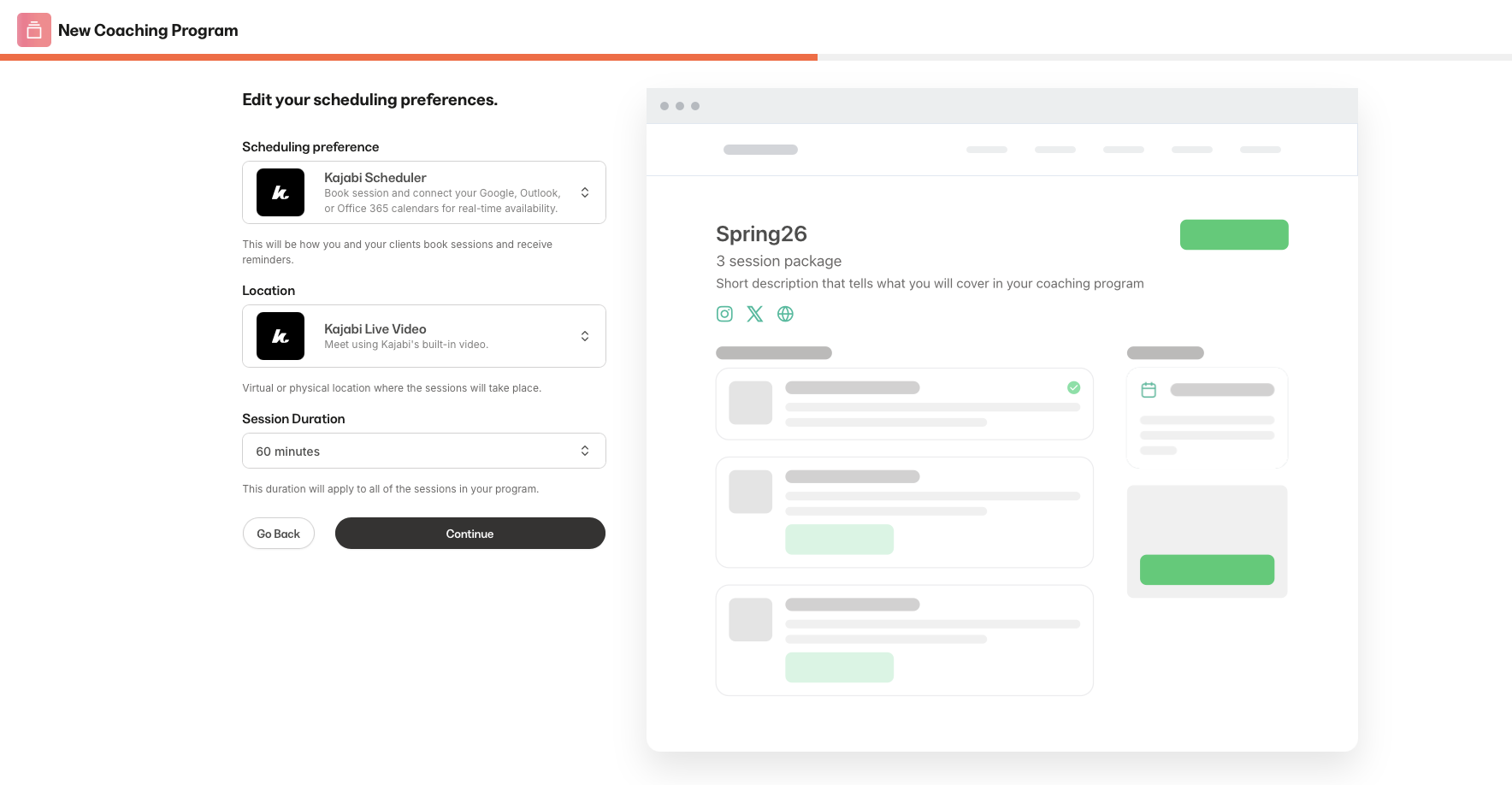 The built-in scheduler in Kajabi