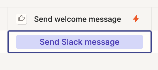 Screenshot of Send Slack message button in tables