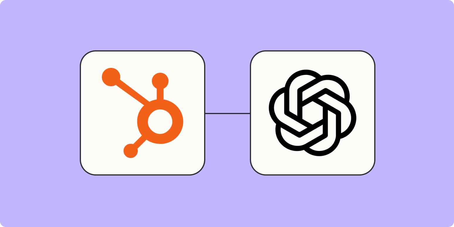 Screenshot of HubSpot and ChatGPT logos on a lilac background