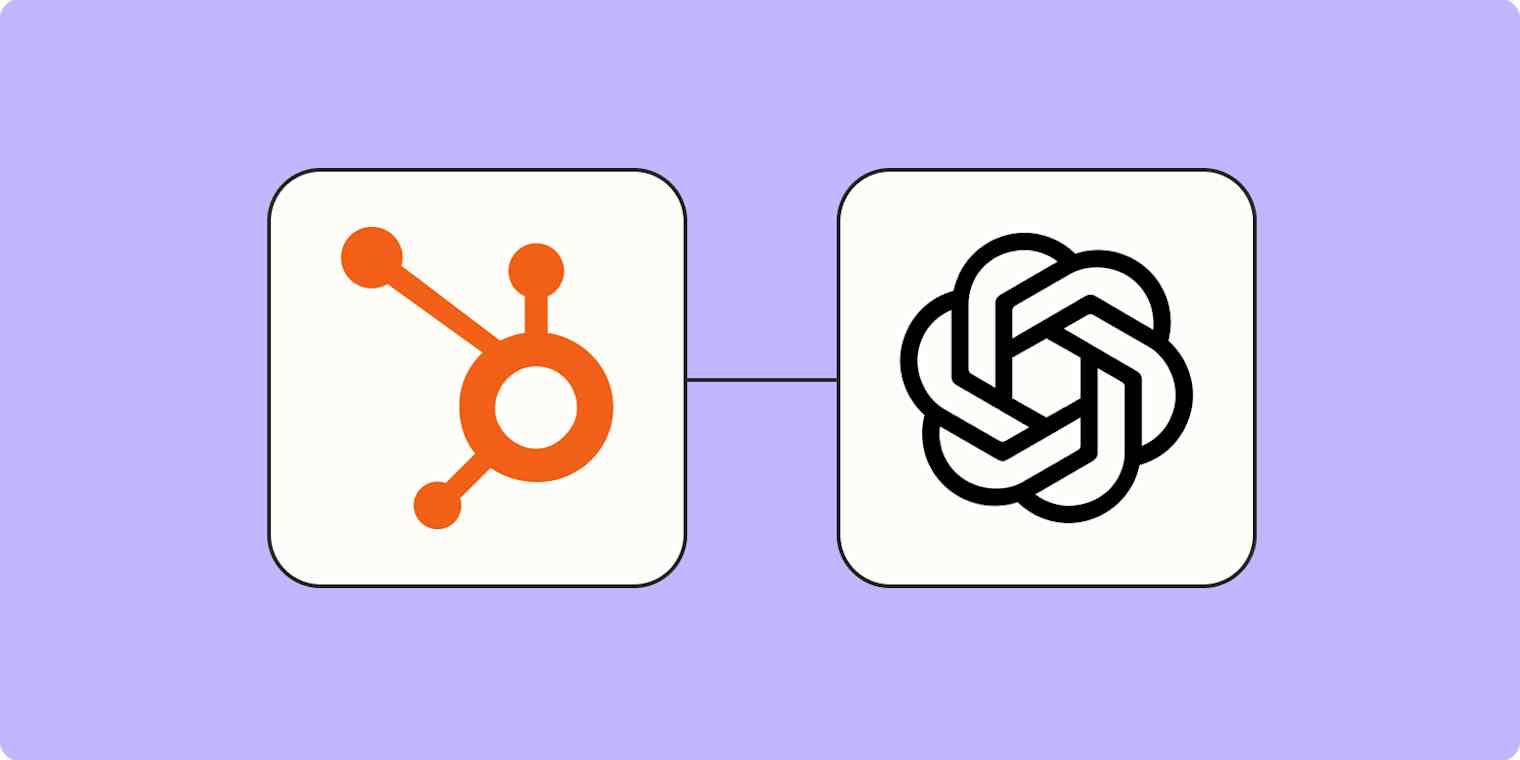 Screenshot of HubSpot and ChatGPT logos on a lilac background