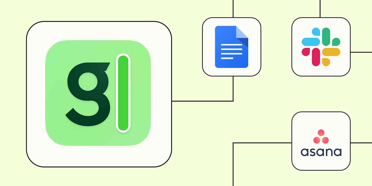 The Granola logo connected to logos for Google Docs, Slack, and Asana against a lime green background