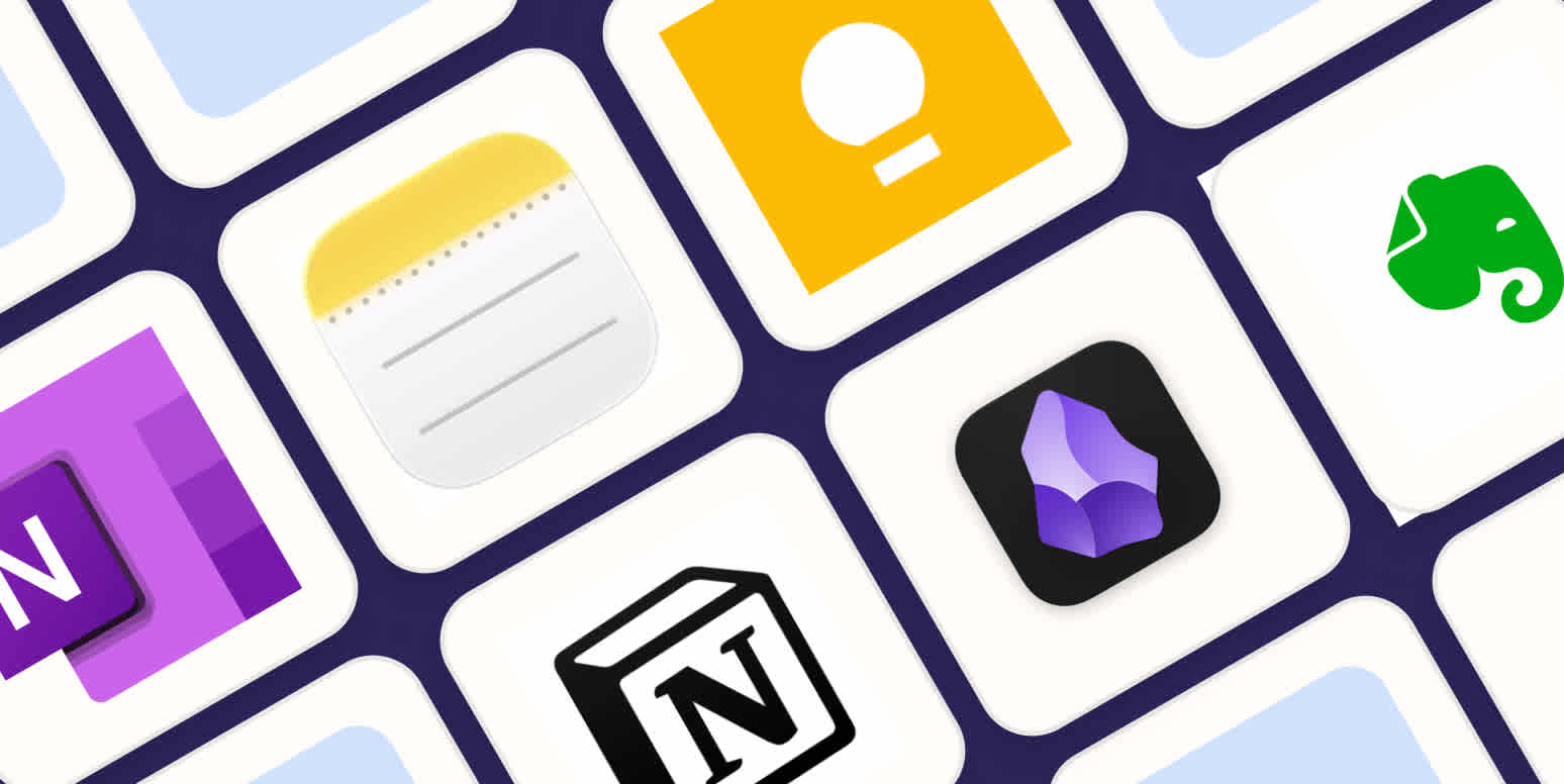 Hero image with logos of the best note-taking apps
