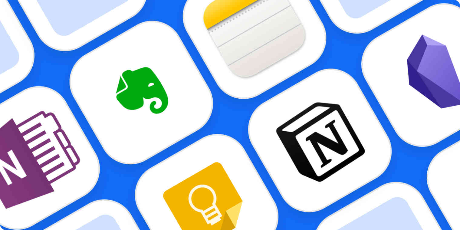 Hero image with logos of the best note-taking apps