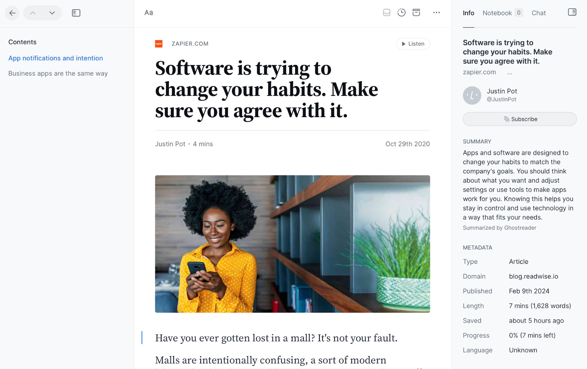 Readwise, our pick for the best read it later app for power users