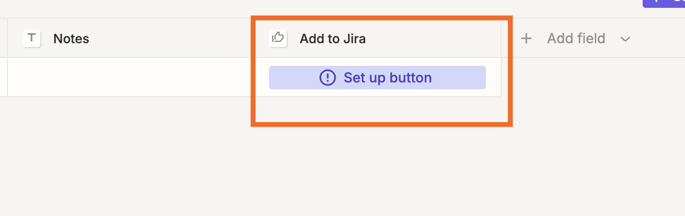 Screenshot of set up button