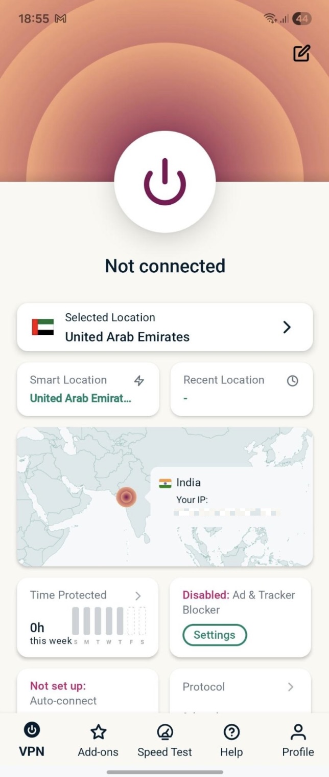ExpressVPN's connect button