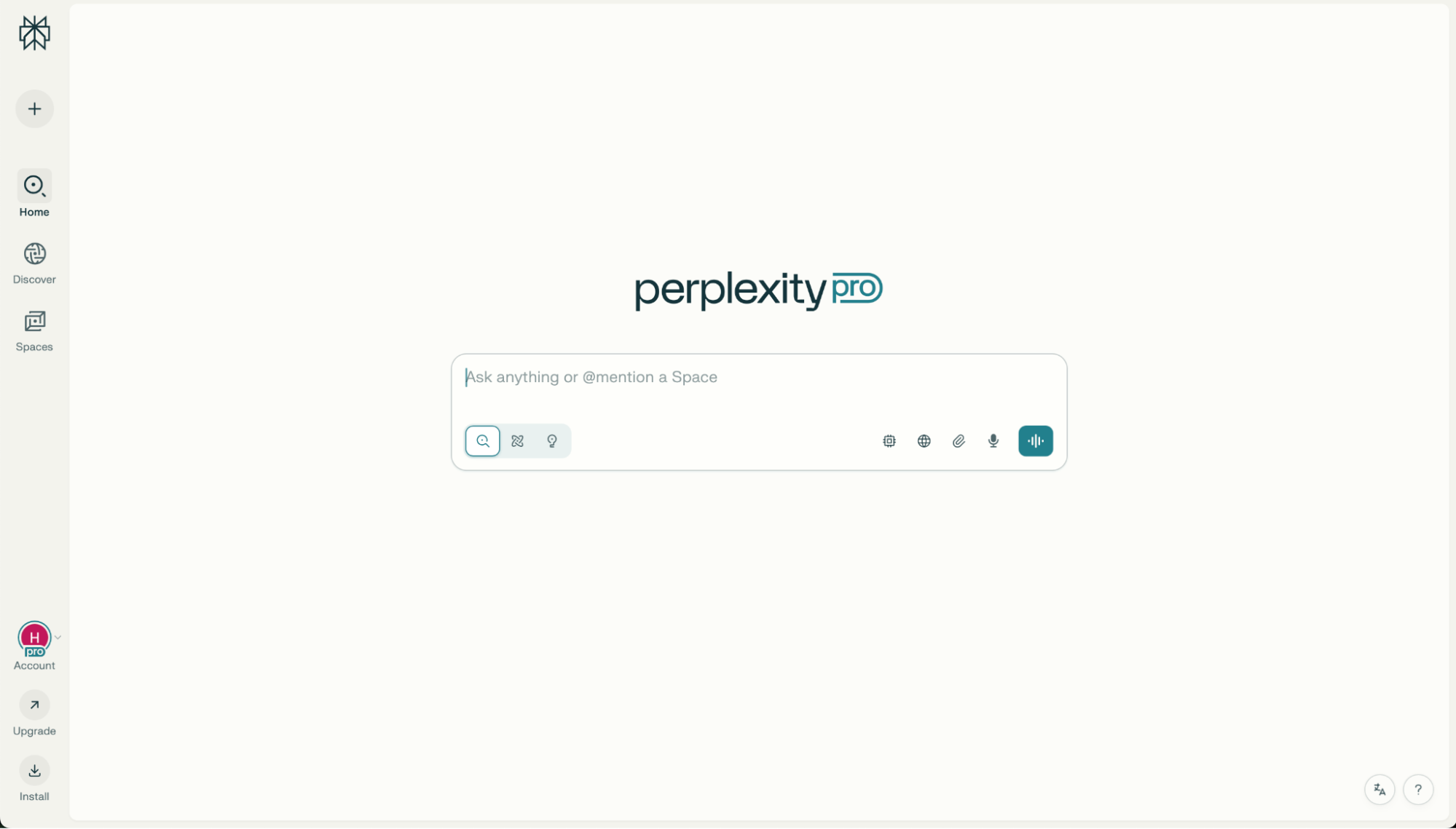 The landing page of Perplexity AI