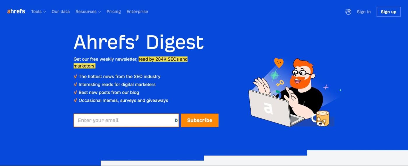 Ahrefs' Digest, our pick for the best marketing newsletter for digital marketers